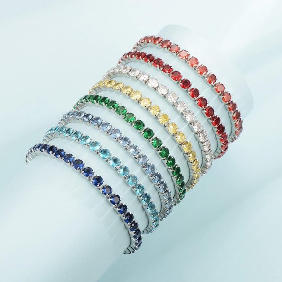 Sterling Silver January Birthstone Garnet Tennis Bracelet for Women 9.5-inch Gif - Picture 4 of 6